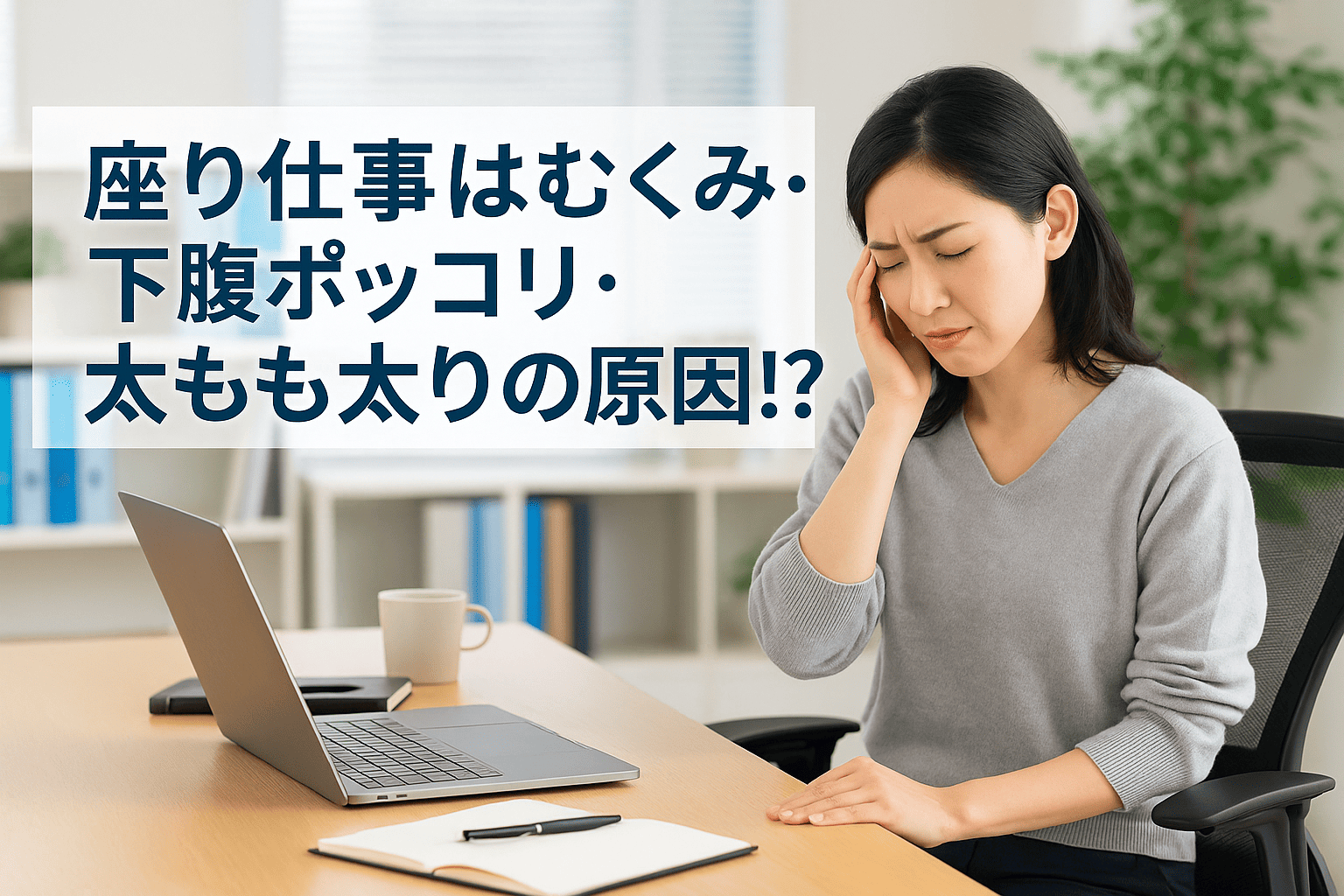 座り仕事でむくみを気にしている女性