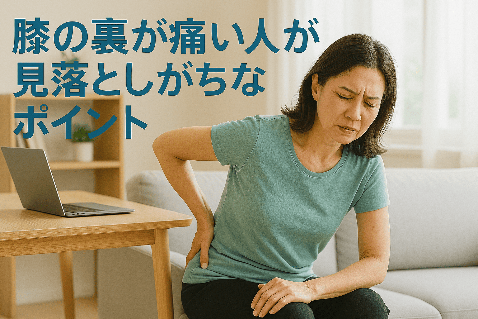 膝の裏に痛みを感じる30～40代女性に向けて、見落としがちな筋肉や姿勢の影響を整体師が実写で説明するバナー画像