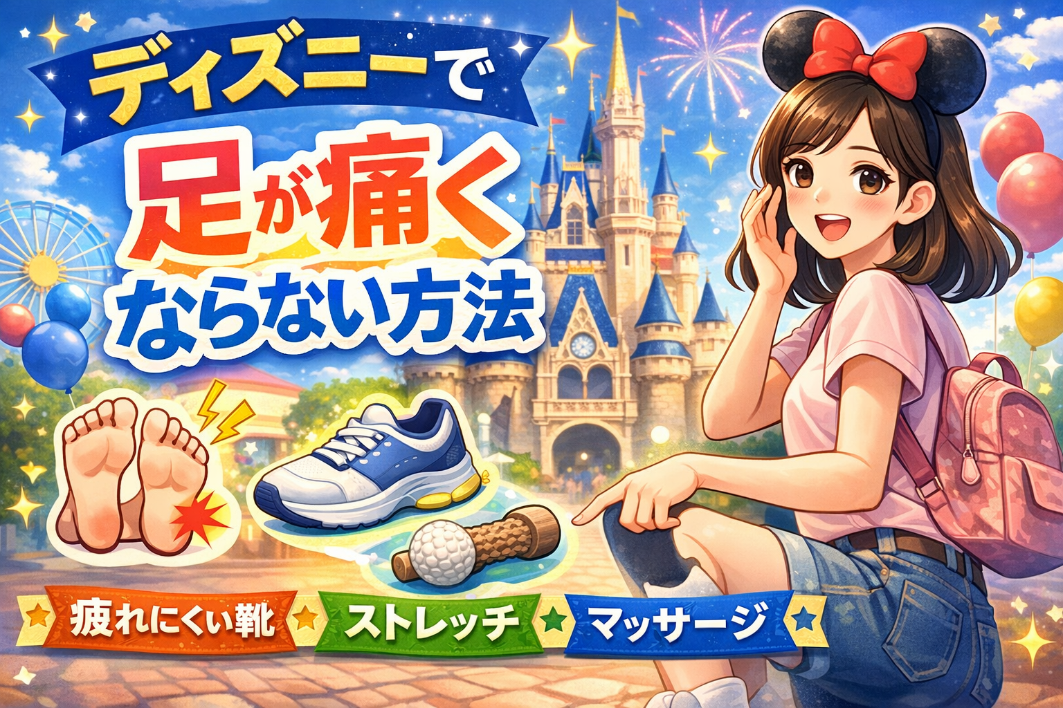 ディズニーで歩きすぎて足が痛い時の対処法と疲れにくい靴の選び方