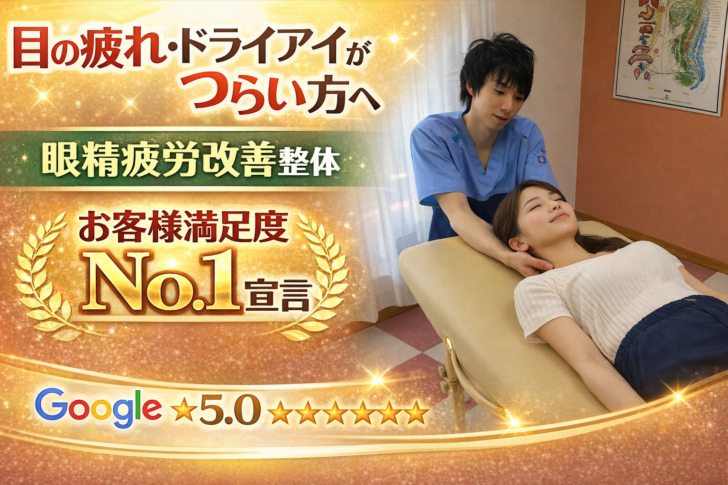 札幌市厚別区ひばりが丘の整体かいろはすで行う眼精疲労・ドライアイ改善整体の施術風景