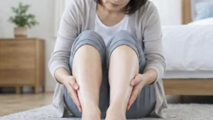 左右のすねの腫れや色を落ち着いて比べる人